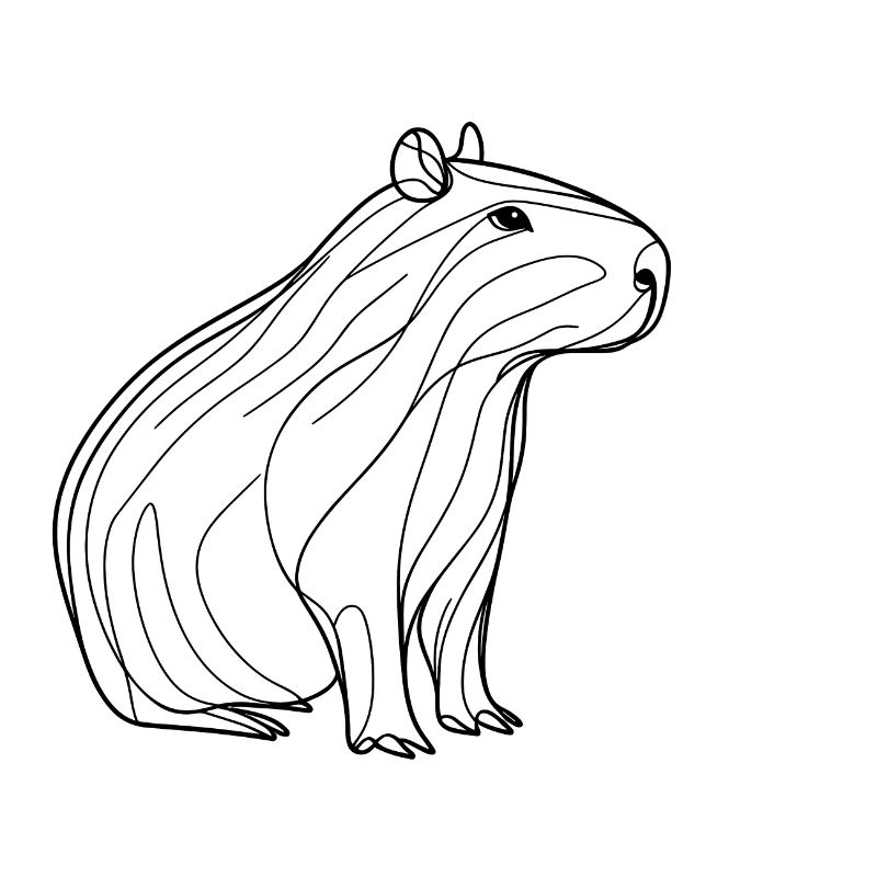 Conception de ligne Capybara Dessin au trait noir et blanc