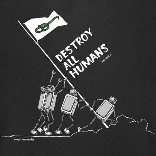 Dat Robot: Destroy War Dark - Stanley/Stella Mannen bio-T-shirt met V-hals