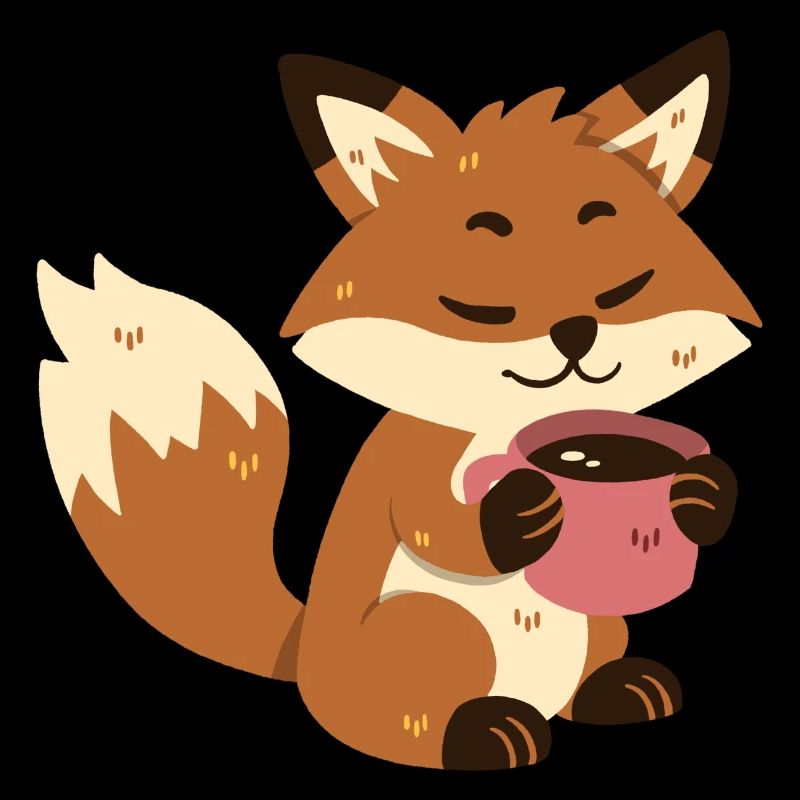 Fox drinks coffee