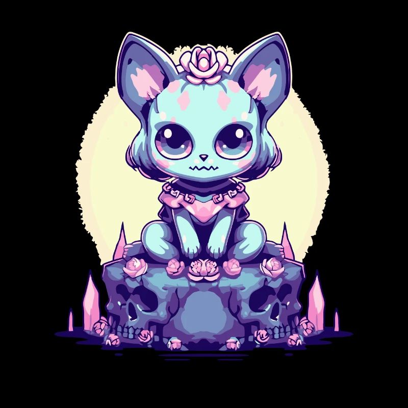 Kawaii Pastel Goth Mignon Chat Sorcière Effrayant