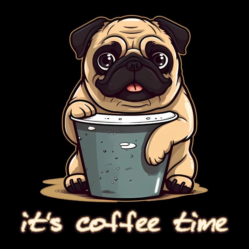 Pug and coffee