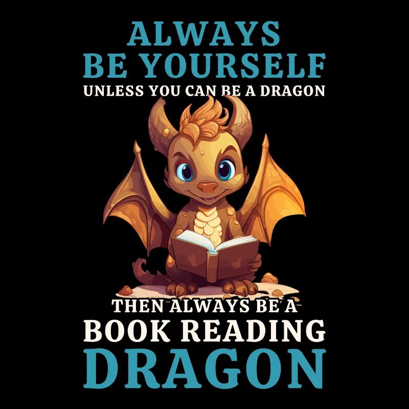 "Always Be Yourself": Bücher lesen Brauner Drachen