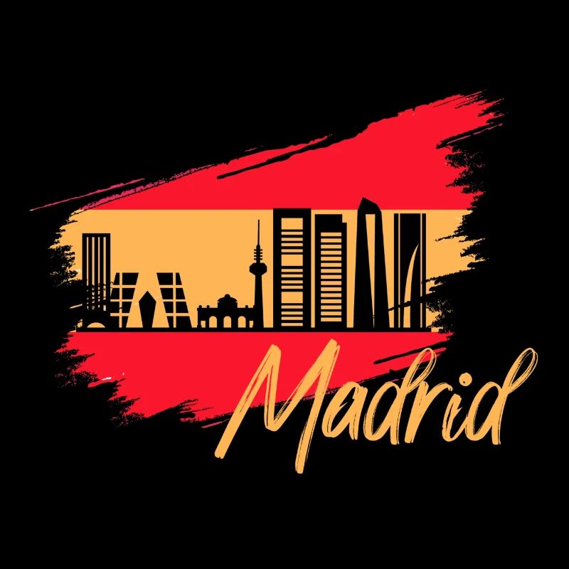 Skyline de drapeau espagne Madrid