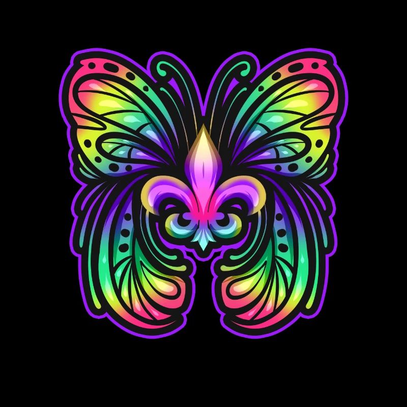 Rainbow Colourd Fleur De Lis Butterfly For Mardi