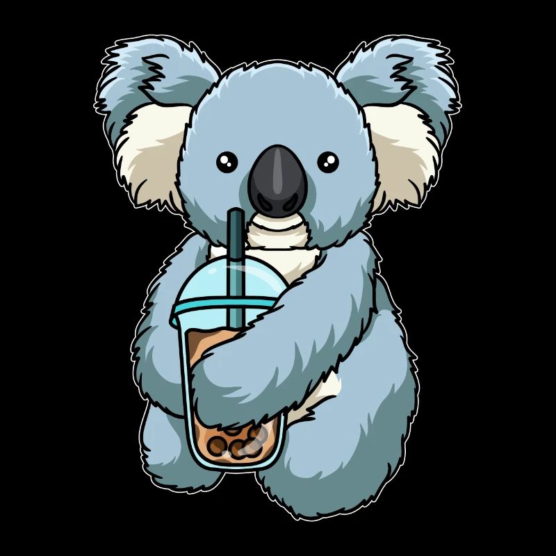 Koala drinks bubble tea