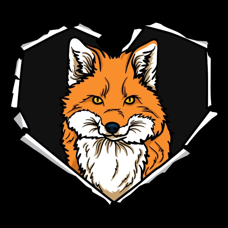 Crack Fox Torn Hole Heart Fox Face