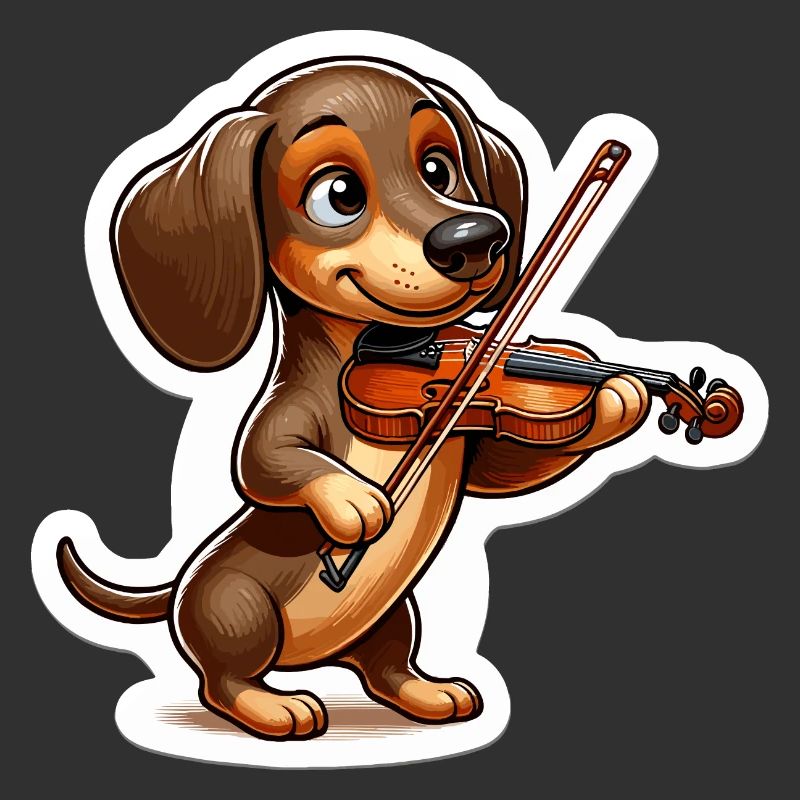 Teckel mignon jouant du violon