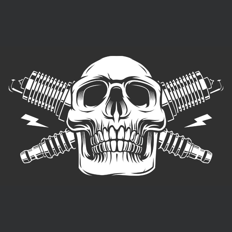 skull with spark plug