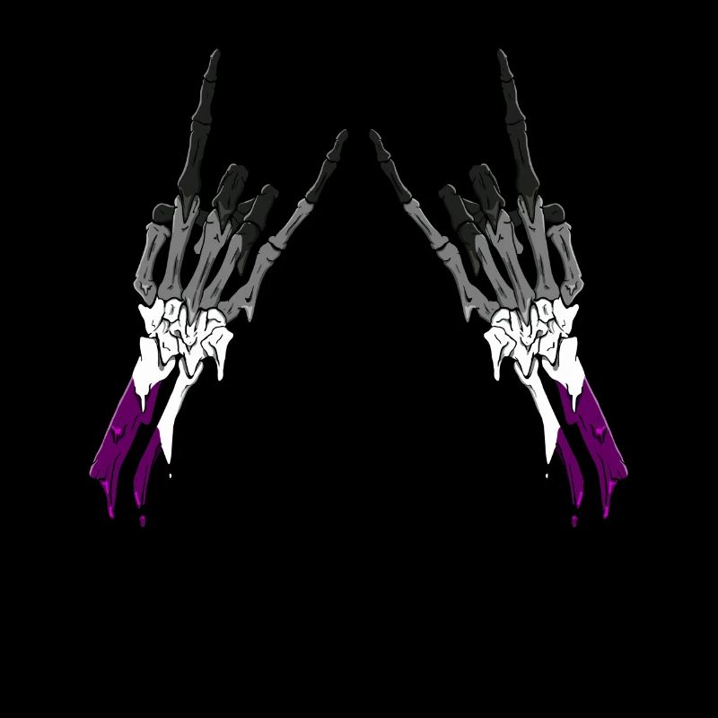 Asexual Pride Ace Flag Devil Horn Skeleton Subtle