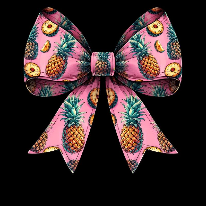 Coquette Bow Pineapple Pattern Hawaiian Pink