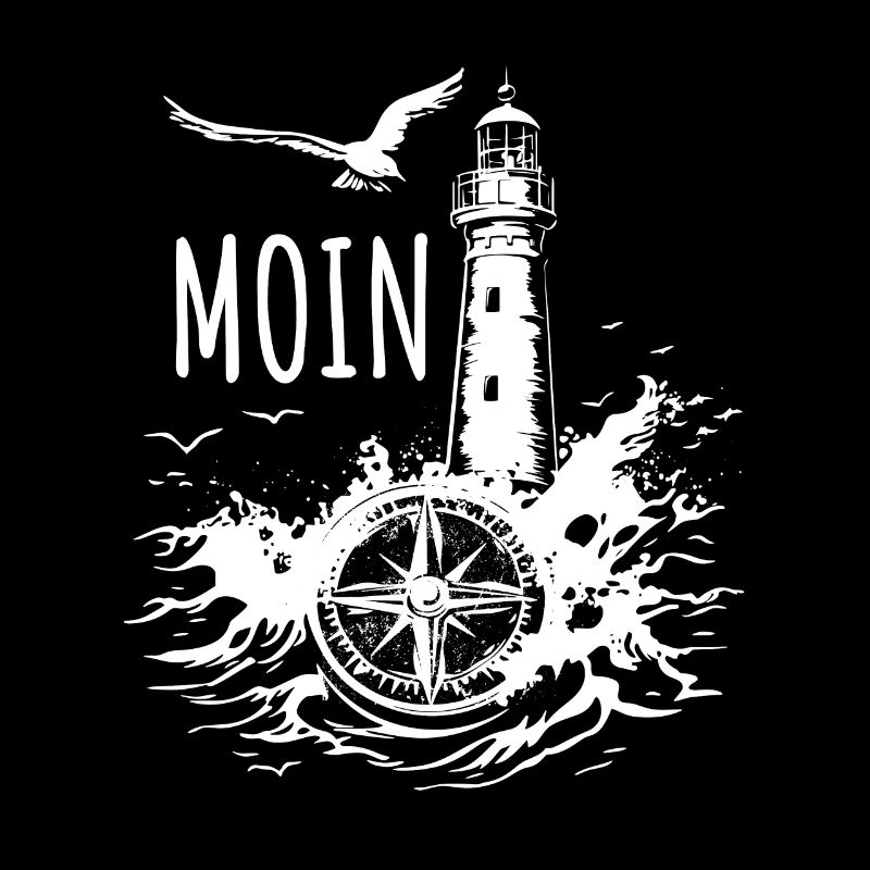 Moin - Leuchtturm - Möwe, Wellen, Geschenk