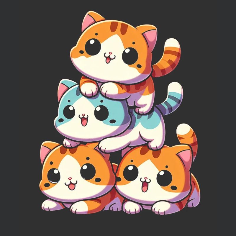 Stack of Kitty Cats Stack Kawaii Meowtain Anime