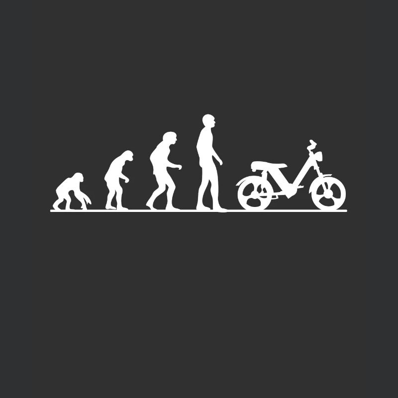 Evolution Affe Mensch Zweitaktfahrer Moped Töffli