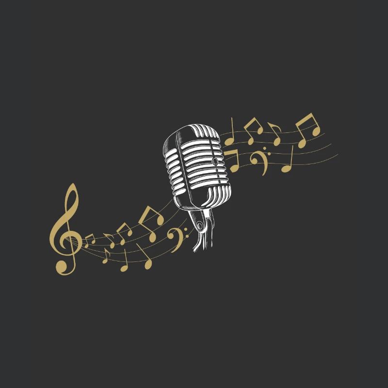 Singer microphone music notes singing karaoke