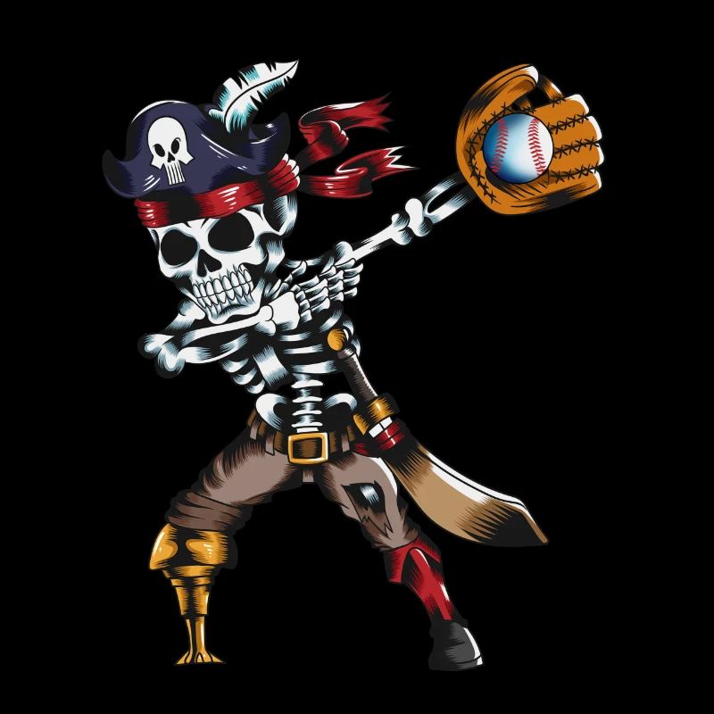 Halloween Baseball Glove Skeleton Pirate Dab