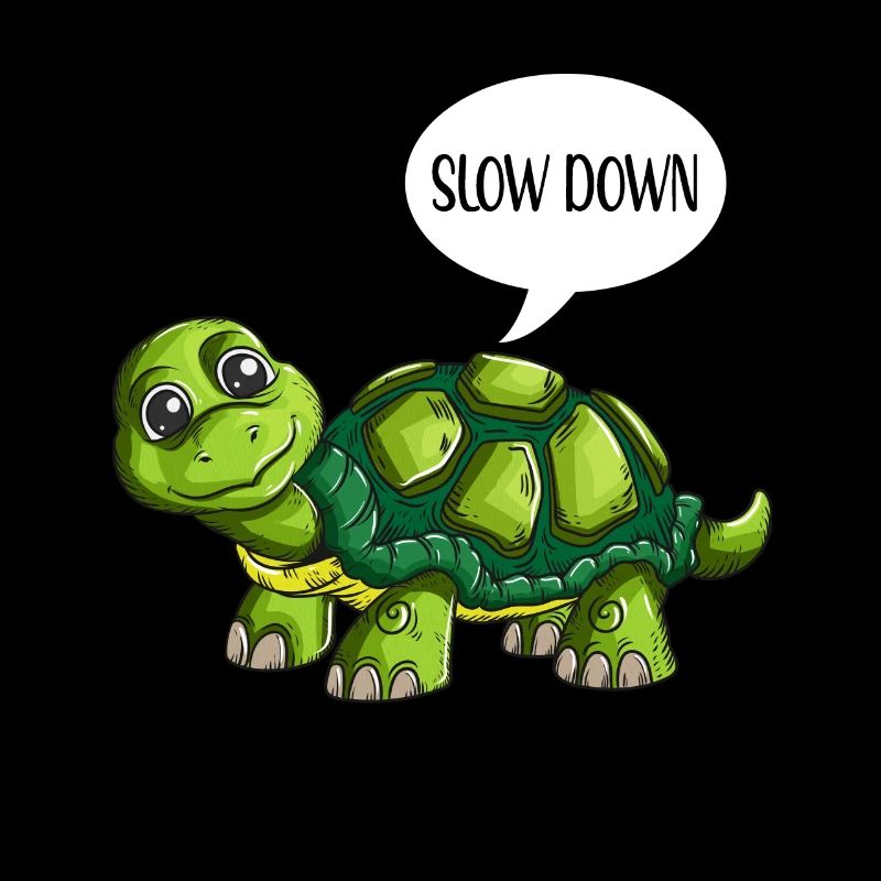 Cute turtle chills slow down