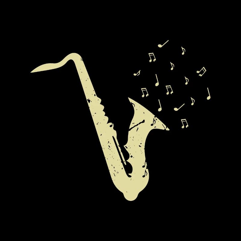 Saxophon mit Musiknoten