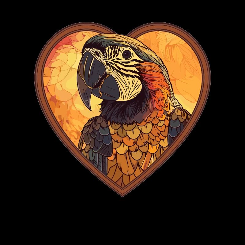 Parrot in heart frame