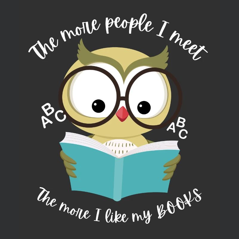 Eule liest ein Buch . Du liebst Bücher