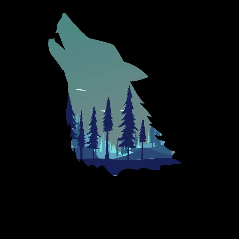 Heulender Wolf mit Wald