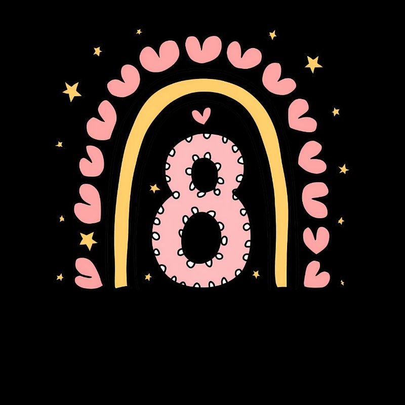Süßes 8. Geburtstag Herz & Regenbogen Design