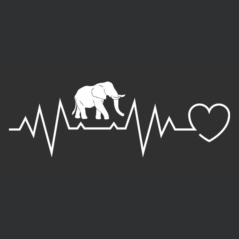 Elephant Heartbeat ECG Line Elephant