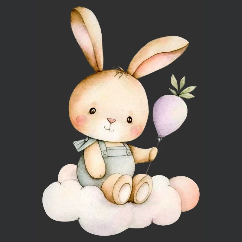 Cute bunny sitting on a cloud