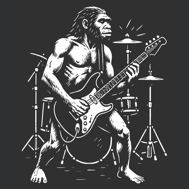 Wild Homo Erectus Guitariste en Mode Chromatique