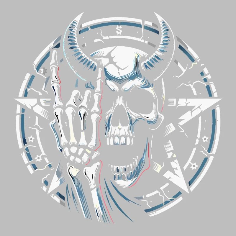 Skull mit Hörnern Pentagramm macht devil horns