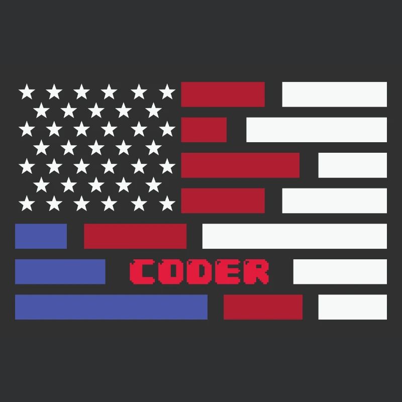 American Flag Coder Coding Computer Nerd