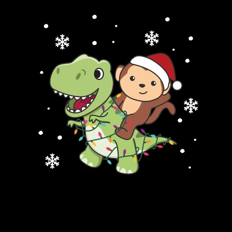 Monkey Trex Christmas Snow Winter Animals