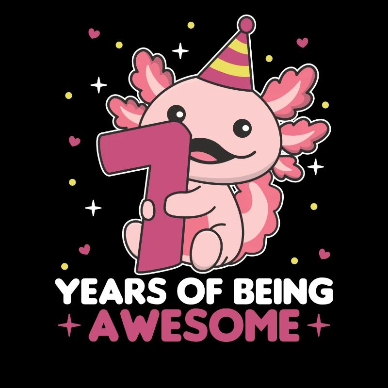 Axolotl per 7 ° compleanno bambini sette anni
