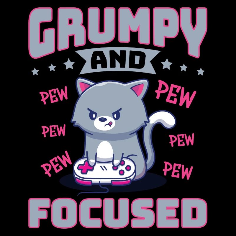 Gaming, Zocken, Videospiel, Grumpy Katze Gamer