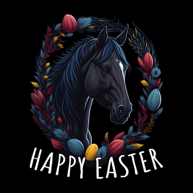 Monter avec cheval mignon Happy Easter Cheval