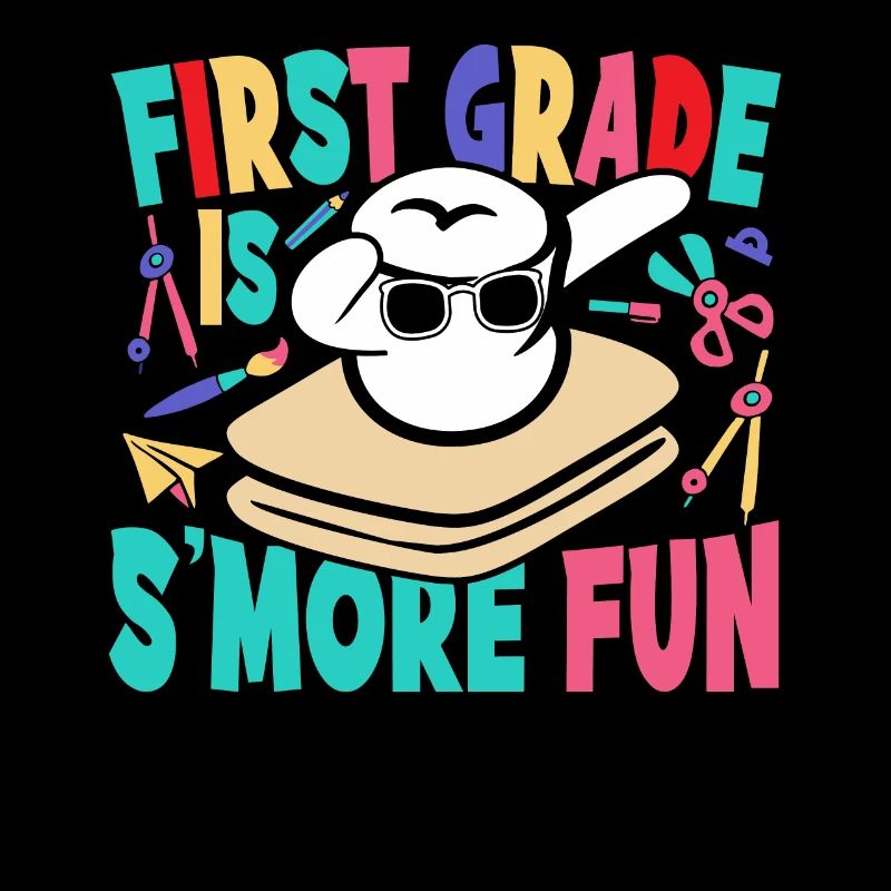 Kids Camping Dabbing Marshmallow First Grade Is Sm