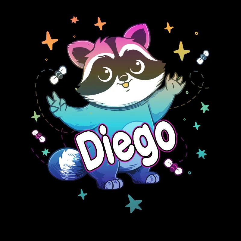 DIEGO - Beau nom de garçon avec un raton laveur mignon
