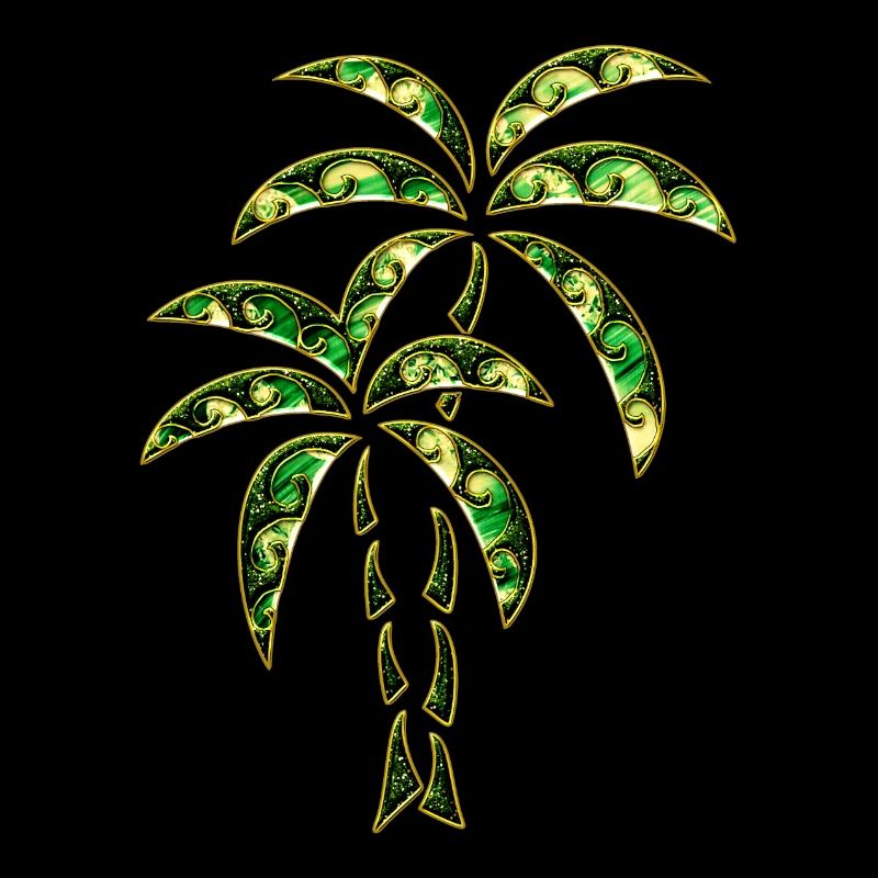 Palm Tropical Tattoo Summer Waves Illustration