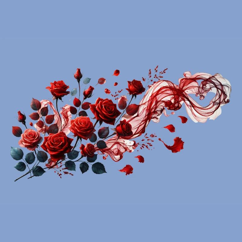 Red roses with an elegant smoke loop