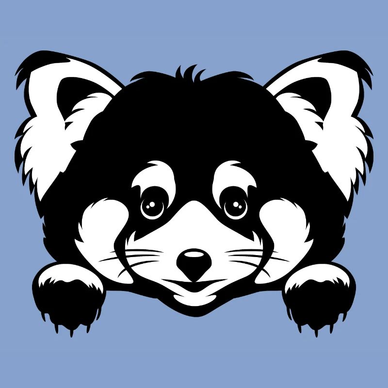 Coup d’œil mignon panda roux. Version noir et blanc
