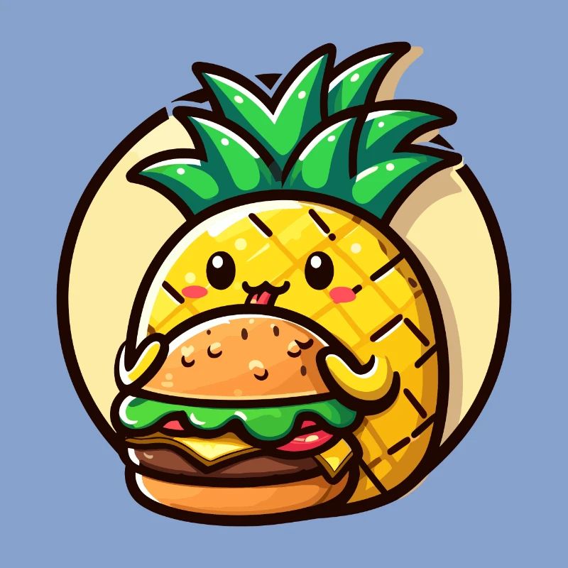 Pineapple eats a burger