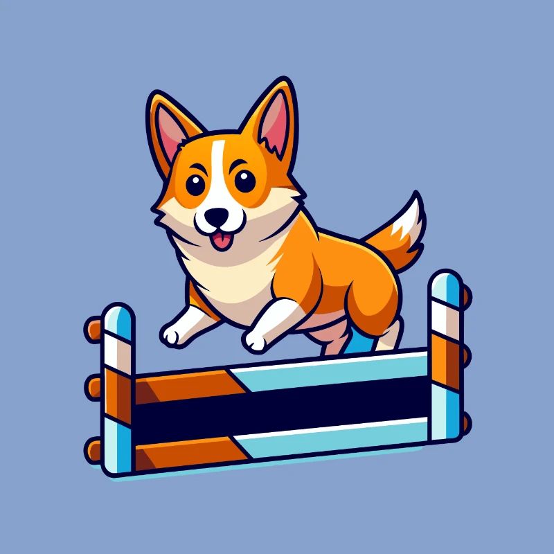 Art du parcours d’agilité Corgi déterminé