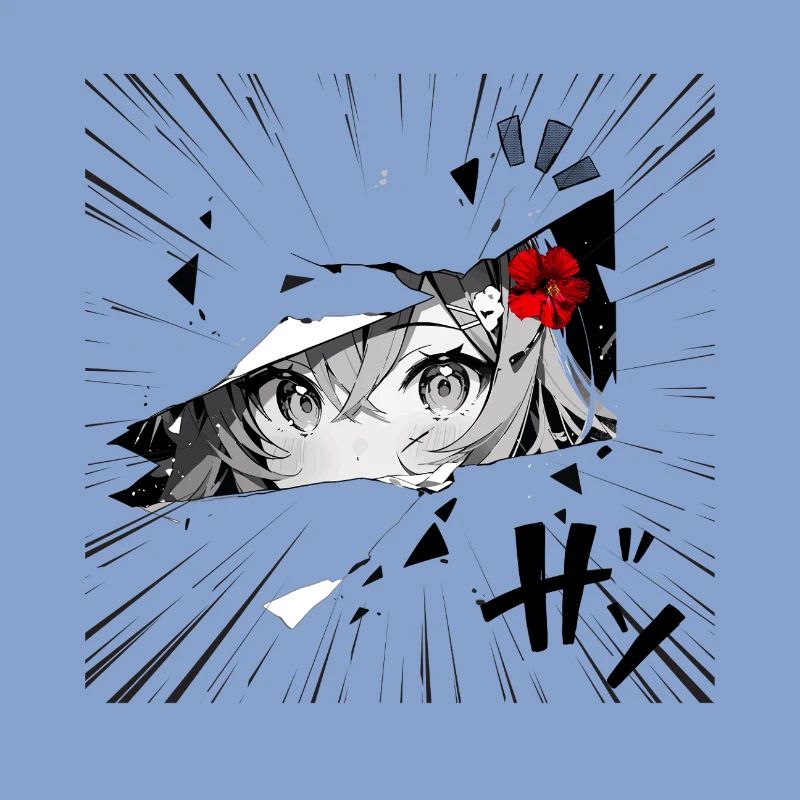 Fille d’anime avec fleur rouge