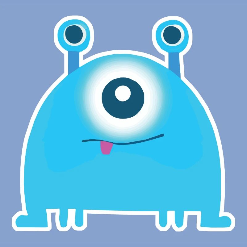 Monstre borgne mignon | Drôle d’extraterrestre bleu Chibi
