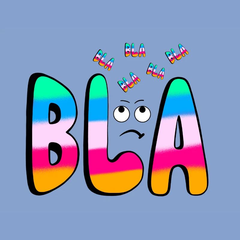 BLAH BLA BLA Rainbow font on black