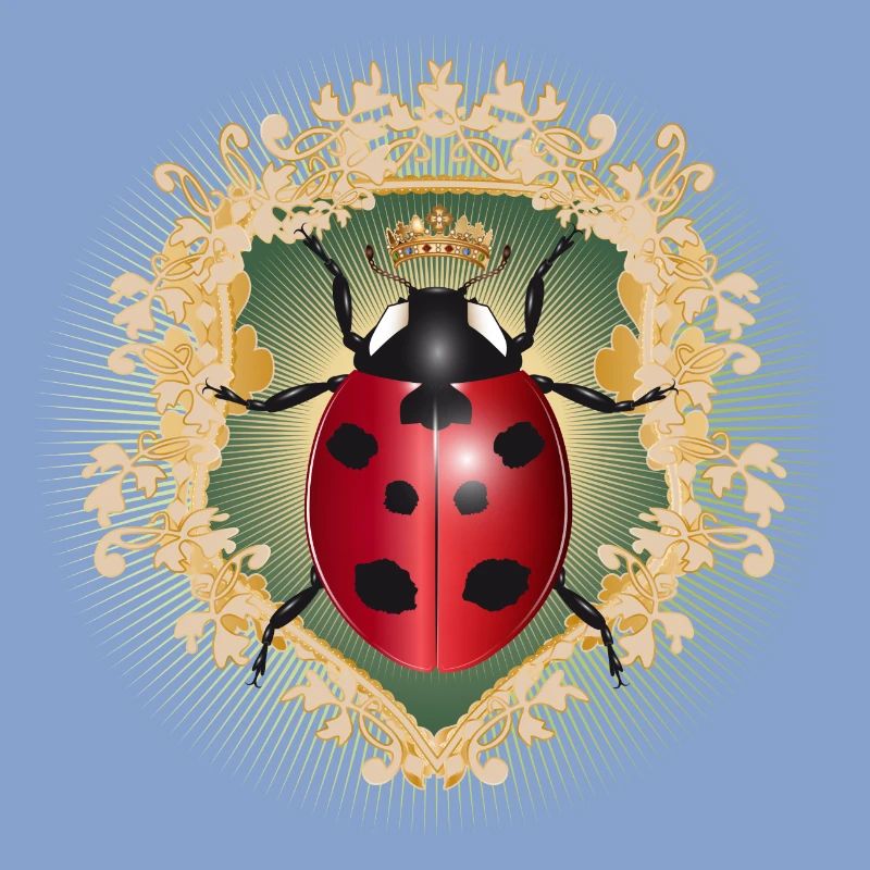 red glowing ladybug with crown in frame