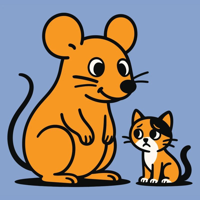 Cuddly Mouse and Kitten Duo