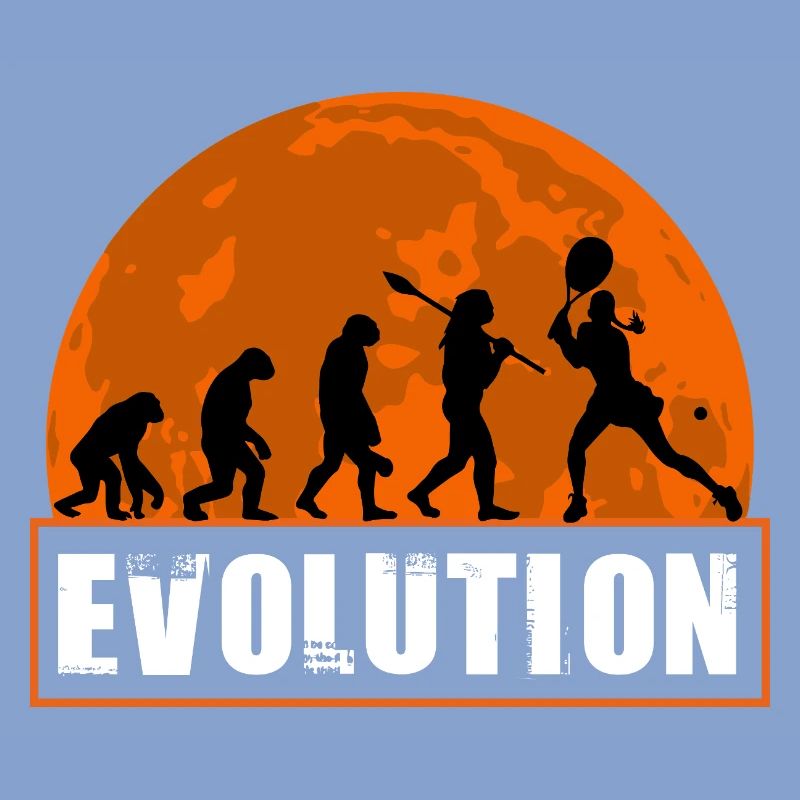 Tennis Evolution Female Player Retro Sunset Art