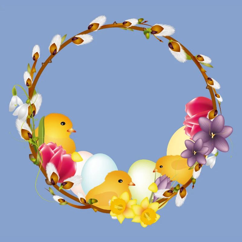 Spring wreath with chick Easter and spring motif
