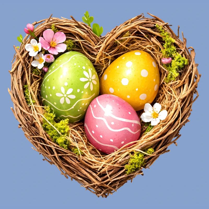 Herzförmiges Osternest mit Eiern