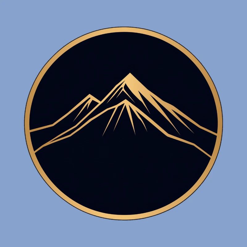 Wanderer, Bergwanderung, rundes Logo